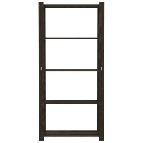 Opbergrek 5-laags 80x38x170 cm massief grenenhout zwart