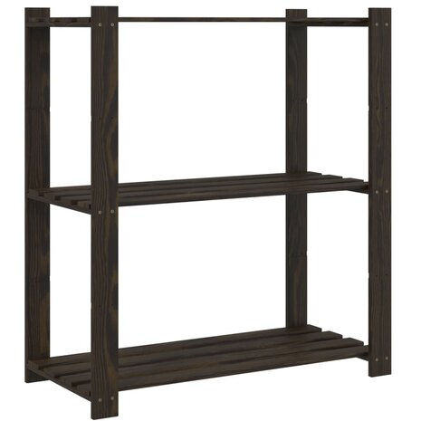 Opbergrek 3-laags 80x38x90 cm massief grenenhout zwart