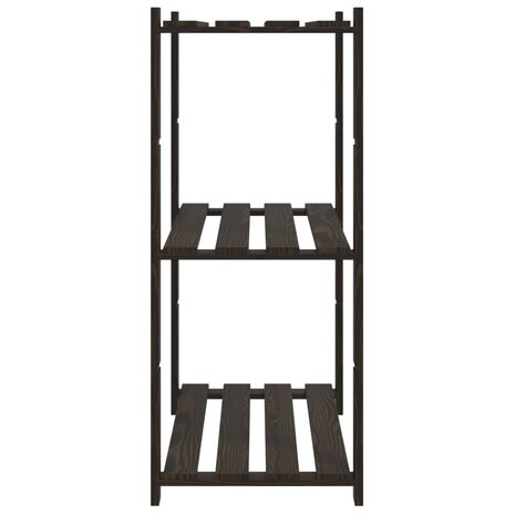 Opbergrek 3-laags 80x38x90 cm massief grenenhout zwart