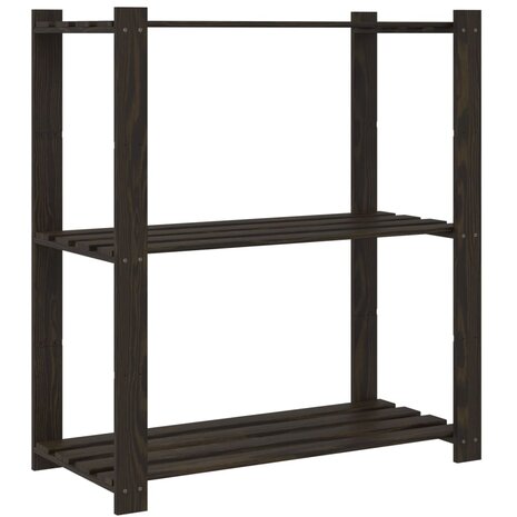 Opbergrek 3-laags 80x38x90 cm massief grenenhout zwart