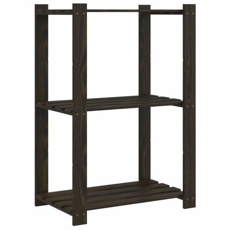 Opbergrek 3-laags 60x38x90 cm massief grenenhout zwart