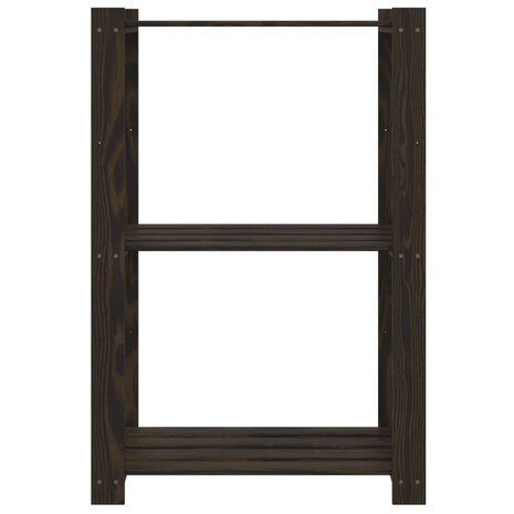 Opbergrek 3-laags 60x38x90 cm massief grenenhout zwart