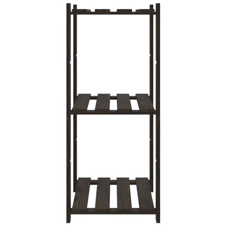 Opbergrek 3-laags 60x38x90 cm massief grenenhout zwart
