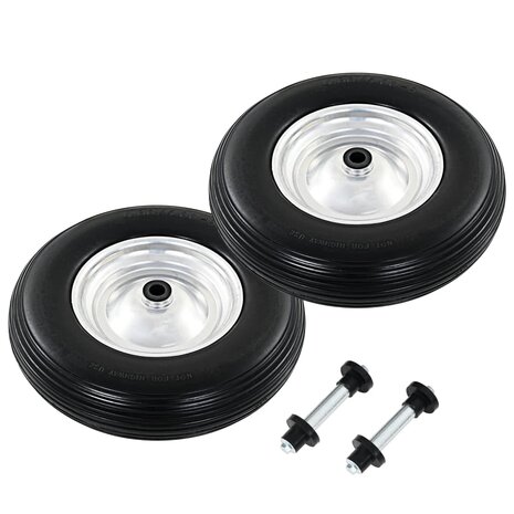 Kruiwagenwielen met assen 4,00-8 390 mm massief PU 2 st