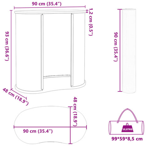 Beursbalie inklapbaar 90x48x93 cm bewerkt hout