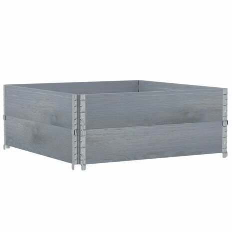 Palletopzetranden 2 st 100x100 cm massief grenenhout grijs