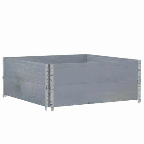 Palletopzetranden 2 st 100x100 cm massief grenenhout grijs