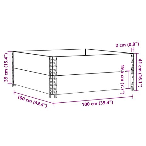 Palletopzetranden 2 st 100x100 cm massief grenenhout grijs