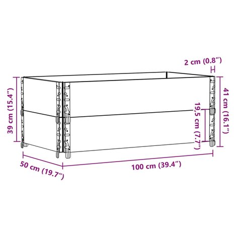 Palletopzetranden 2 st 100x50 cm massief grenenhout bruin
