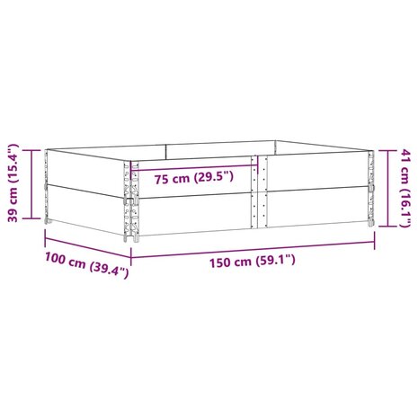 Palletopzetranden 2 st 150x100 cm massief grenenhout zwart