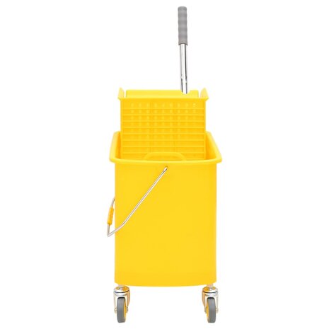 Dweilemmer met wringer en wielen 20 L polypropeen geel