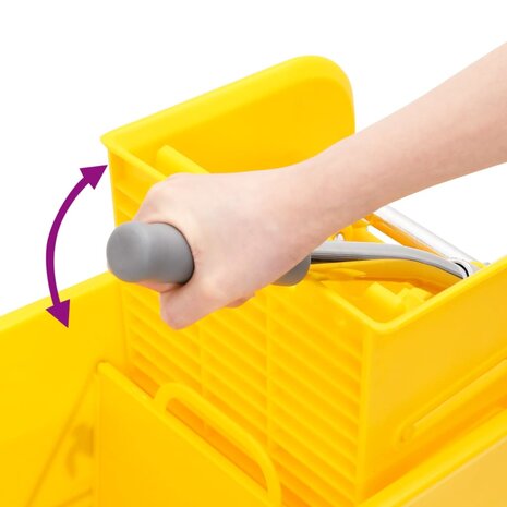 Dweilemmer met wringer en wielen 20 L polypropeen geel