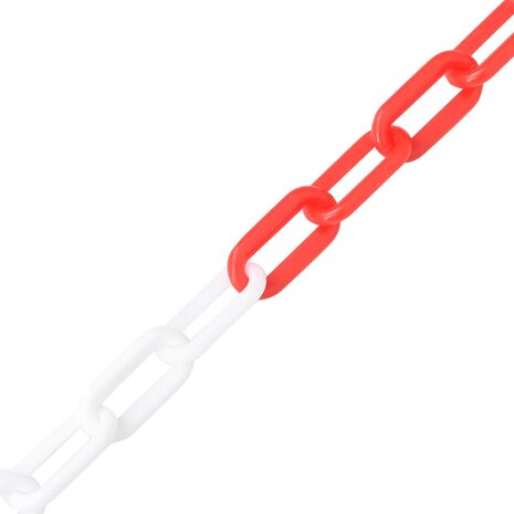 Veiligheidsketting Ø 8 mm 100 m kunststof rood en wit