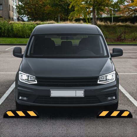 Parkeerblokken reflecterend 2 st 56x15x10 cm rubber