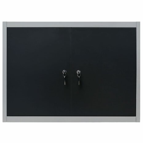 Gereedschapskast voor aan de wand metaal grijs en zwart