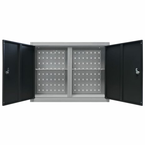Gereedschapskast voor aan de wand metaal grijs en zwart