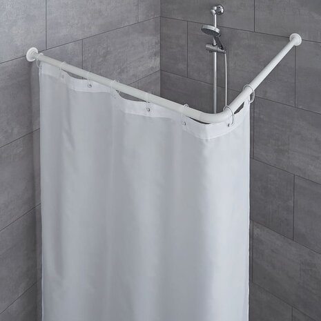 Douchegordijnstang hoek 90x90 cm wit