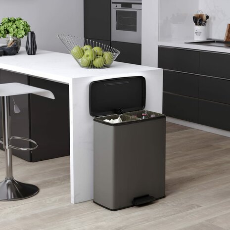 Pedaalemmer Deco duo 26+26 L koelgrijs