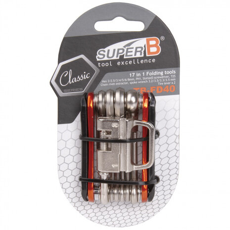Super B Multitool Tb-Fd40 17 Functies 73 X 45 Mm Rvs Oranje