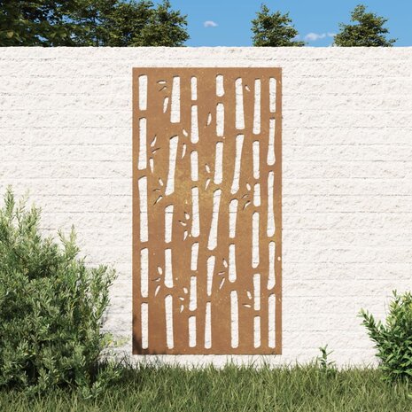 Wanddecoratie tuin bamboe-ontwerp 105x55 cm cortenstaal