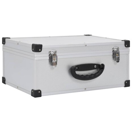 Cd-koffer voor 60 cd's aluminium ABS zilverkleurig
