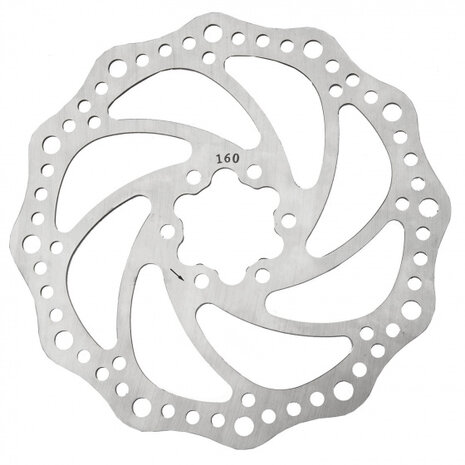 M-Wave Remschijf 160 Mm 6 Gaats Rvs Zilver