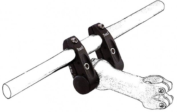 Tranzx Dubbele Klem Adapter Opzetstuur Aluminium Zwart