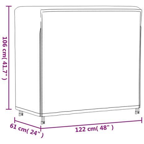 Hoes voor haardhoutrek 122x61x106 cm 420D oxford zwart