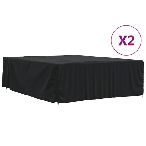 Tuinmeubelhoezen 2 st 350x260x90 cm 420D oxford stof zwart
