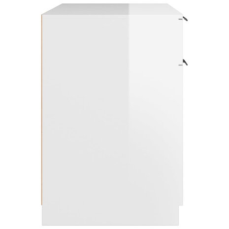 Bureau 100x50x75 cm bewerkt hout hoogglans wit