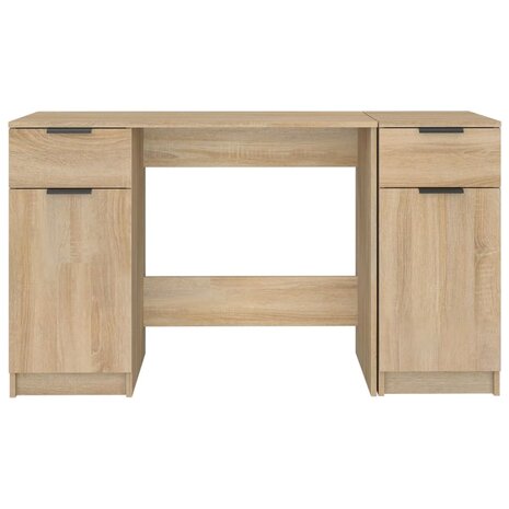 Bureau met bijzetkast bewerkt hout sonoma eikenkleurig
