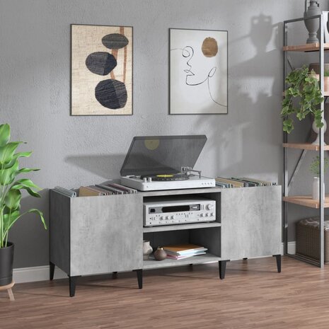 Platenkast 121x38x48 cm bewerkt hout betongrijs