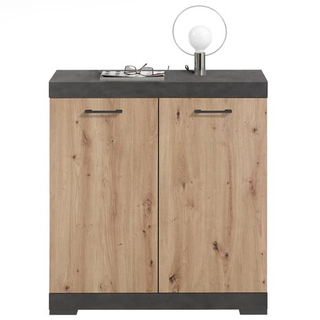 Kast met 2 deuren 80x34,9x89,9 cm grijs en artisan eikenkleurig