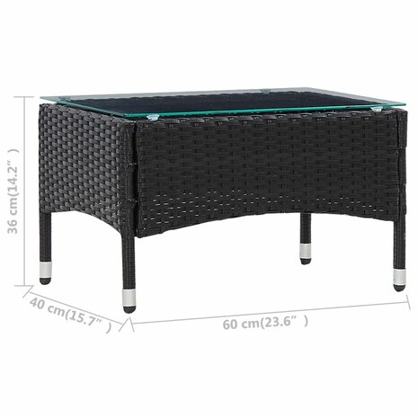 Salontafel 60x40x36 cm poly rattan zwart