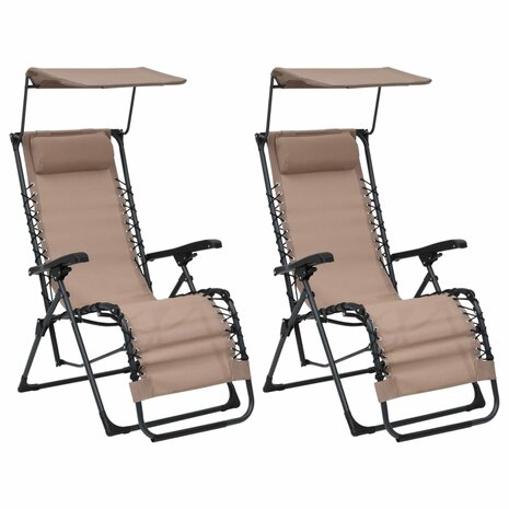 Terrasstoelen 2 st inklapbaar textileen taupe