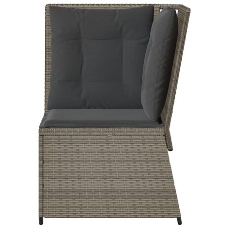 Tuinhoekbank met kussens poly rattan grijs