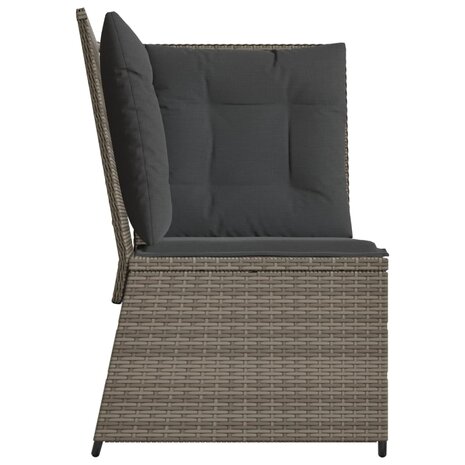 Tuinhoekbank met kussens poly rattan grijs