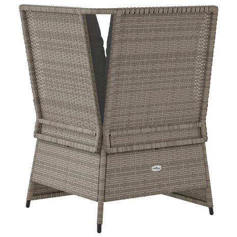 Tuinhoekbank met kussens poly rattan grijs