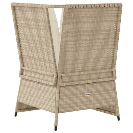 Tuinhoekbank met kussens poly rattan beige