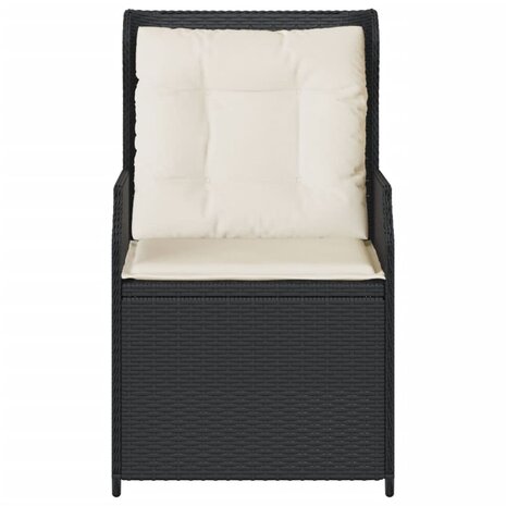 Tuinstoelen 2 st verstelbaar met kussens poly rattan zwart