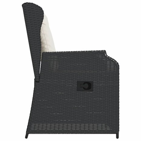 Tuinstoelen 2 st verstelbaar met kussens poly rattan zwart