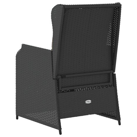 Tuinstoelen 2 st verstelbaar met kussens poly rattan zwart