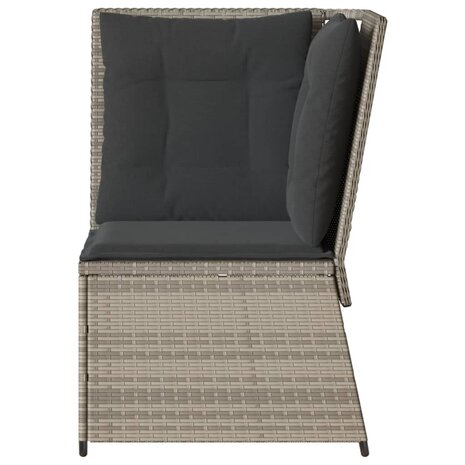 Tuinhoekbank met kussens poly rattan lichtgrijs