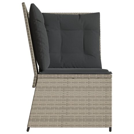 Tuinhoekbank met kussens poly rattan lichtgrijs