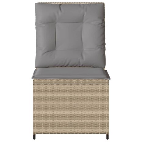 Tuinbank verstelbaar met kussens poly rattan beige