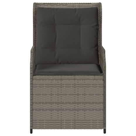 Tuinstoelen 2 st verstelbaar met kussens poly rattan grijs
