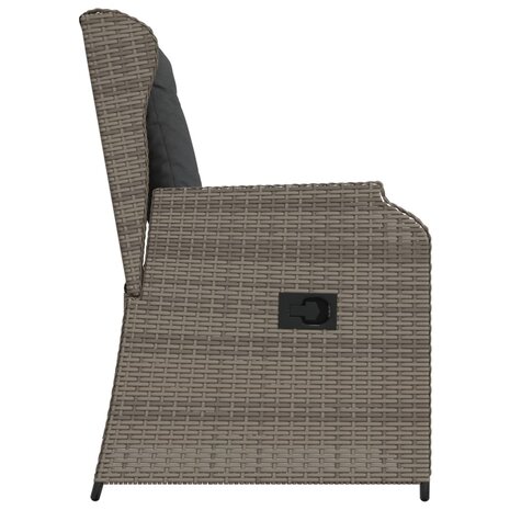 Tuinstoelen 2 st verstelbaar met kussens poly rattan grijs
