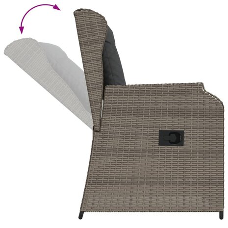 Tuinstoelen 2 st verstelbaar met kussens poly rattan grijs