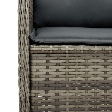 Tuinstoelen 2 st verstelbaar met kussens poly rattan grijs