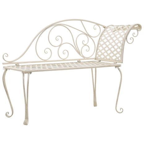 Chaise longue 128 cm metaal antiekwit